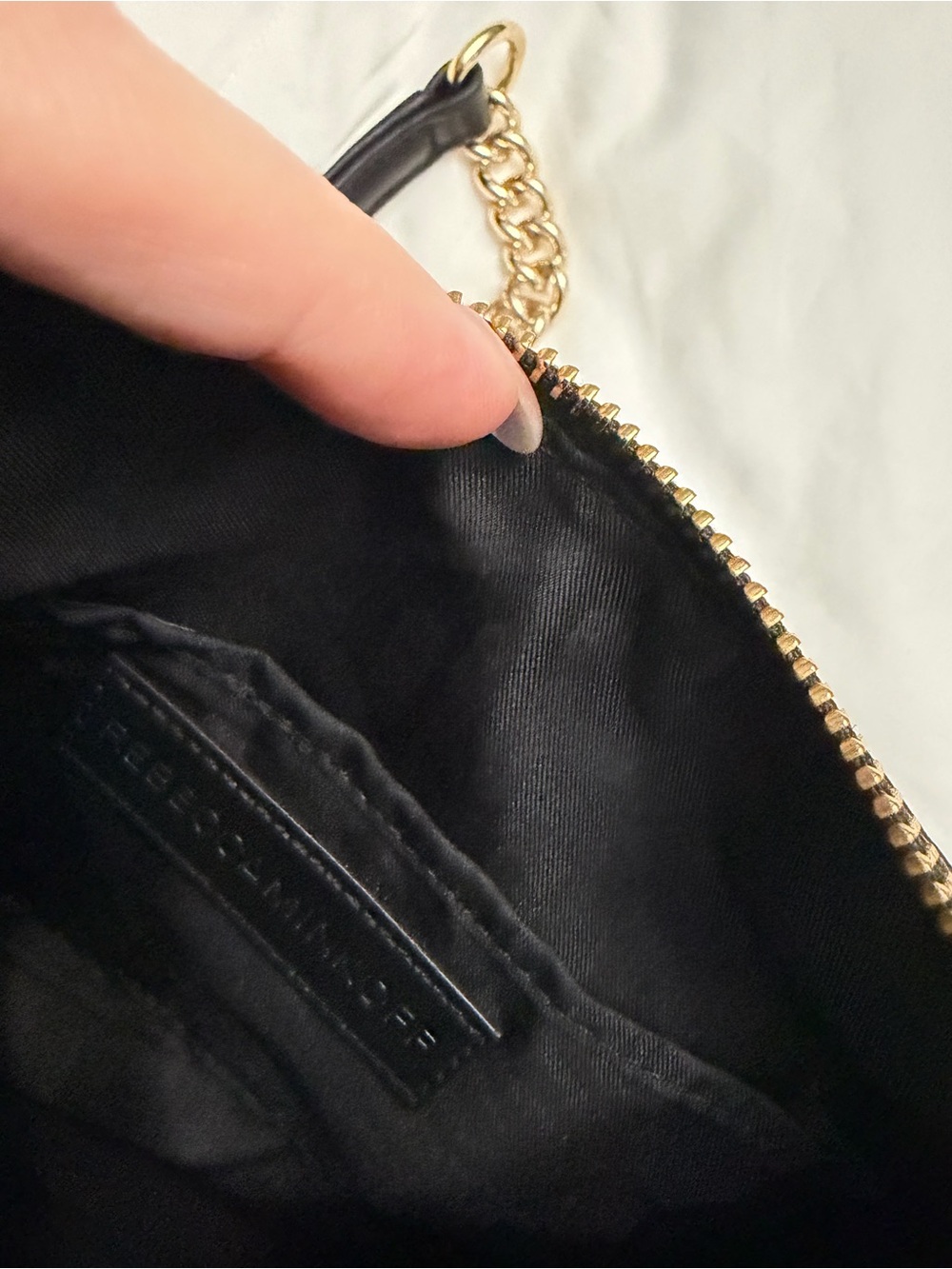 Rebecca Minkoff Black Leather Crossbody with Gold Chain Strap - Picture 5 of 5